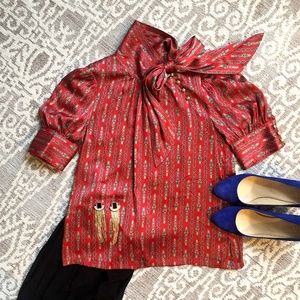 Banana Republic High Neck Silk Secretary Blouse